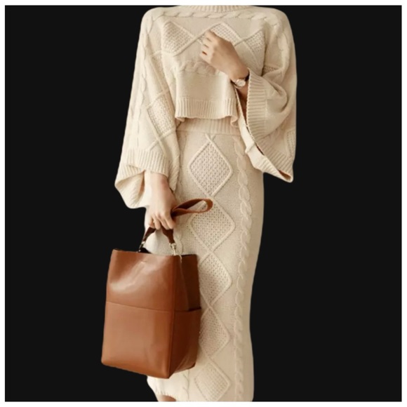 Hand Crafted Dresses & Skirts - 💜 The Cidney Knit Bat Wing 2 Piece Sweater Set